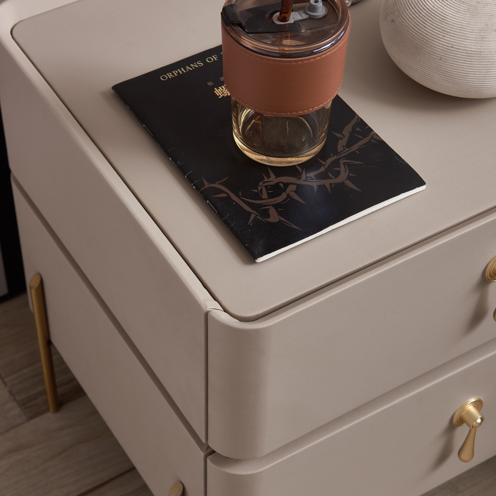 FUKAYI Nightstand, 2 Drawer Dresser for Bedroom,Small Dresser with 2 Drawers, Bedside Furniture & End Table Dresser for Bedroom, Entryway, College Dorm, Metal Frame, Easy Pull Handle