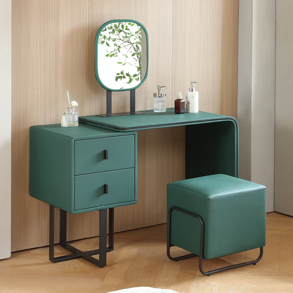 FUKAYI Vanity Makeup Table Set, Vanity Set with Mirror and Stool, Dressing Table with Drawers, Dresser Desk for Wife Girlfriend
