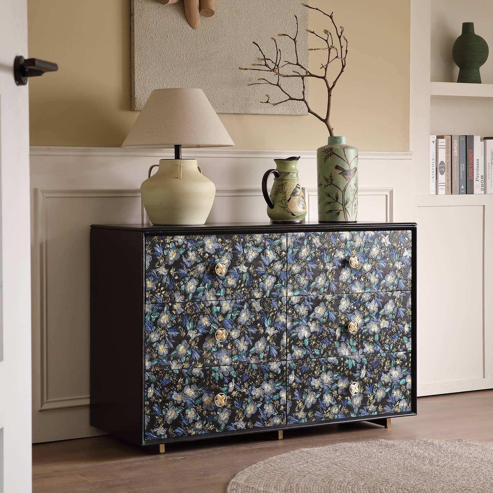 Elegant makeup vanity with lighted mirror