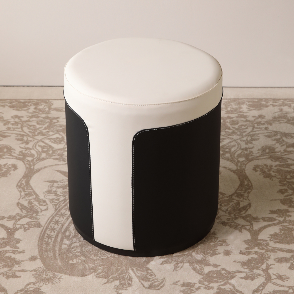 FUKAYI Faux Leather Vanity Stool for Makeup Room Makeup Stool Chair Round Ottoman Foot Rest Stool for Living Room Silla para Vanity de Maquillaje, White