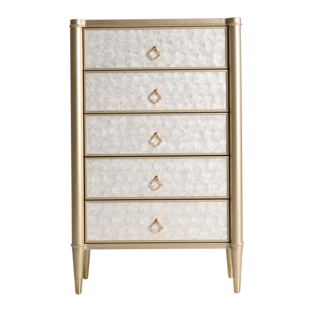 FUKAYI Mother of Pearl Inlay Tall Dresser for Bedroom with 5 Drawers Chest of Drawers Storage FUKAYI Mother of Pearl Inlay Tall Dresser for Bedroom with 5 Drawers Chest of Drawers Storage
