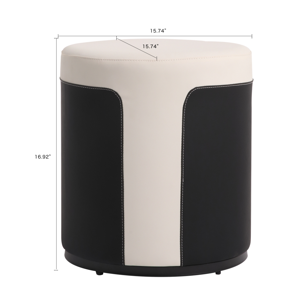 FUKAYI Faux Leather Vanity Stool for Makeup Room Makeup Stool Chair Round Ottoman Foot Rest Stool for Living Room Silla para Vanity de Maquillaje, White