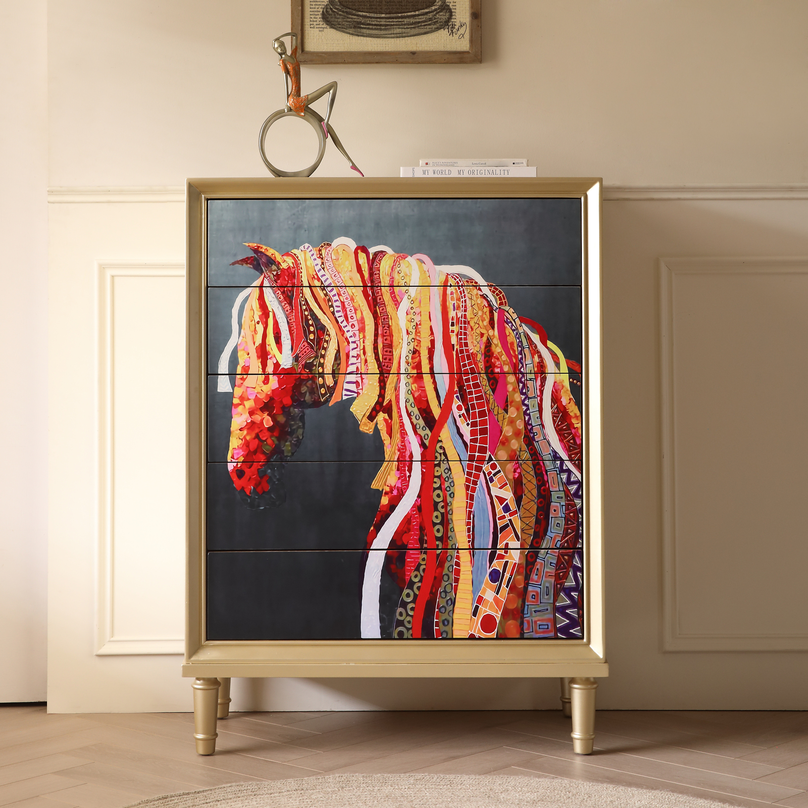 FUKAYI Tall Chest of Drawers Dresser for Bedroom with 5 Drawers Storage