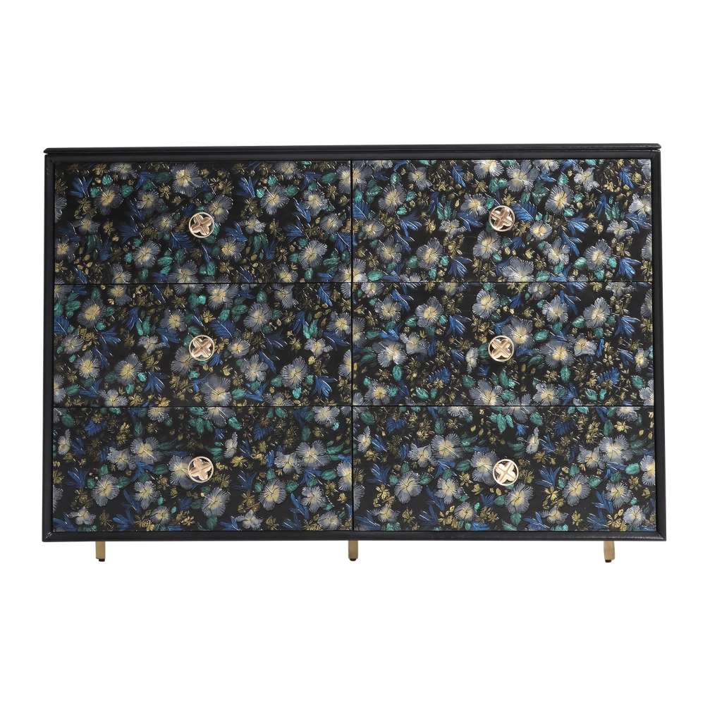 FUKAYI Vintage Dresser for Bedroom with 6 Drawers Double Dresser with  Hand-Painted Floral Storage Tower