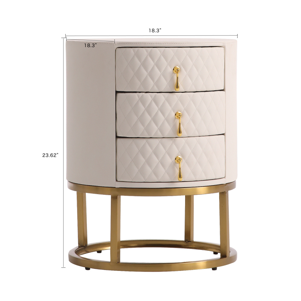 FUKAYI Luxury Nightstand with 3 Storage Drawers Dresser Bedside Table Night Stand for Bedroom End Table Side Table for Living Room, Entryway, White