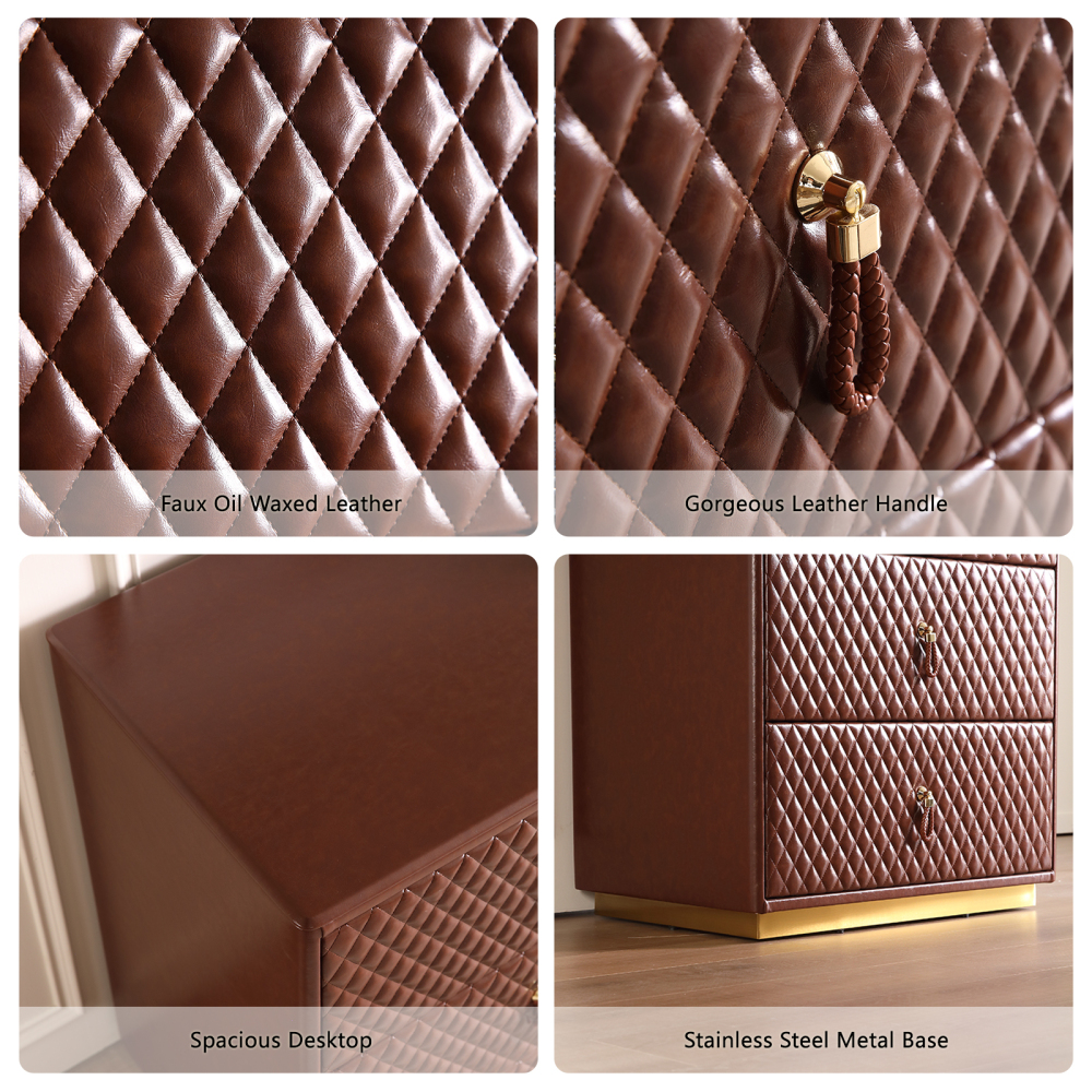 FUKAYI Faux Oil Waxed Leather Chest of Drawers for Bedroom Tall Dresser with 5 Drawer Storage Organizer Storage Tower Organizer Dresser for Living Room, Hallway, Entryway, Closets, Dark Brown