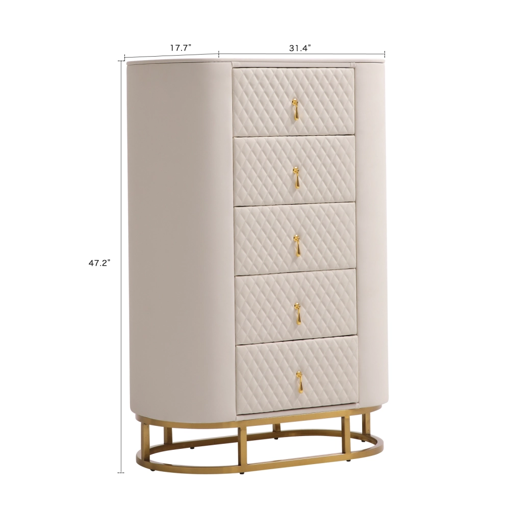 FUKAYI Faux Leather Tall Dresser for Bedroom with 5 Drawers Chest of Drawers Storage Tower Organizer FUKAYI Faux Leather Tall Dresser for Bedroom with 5 Drawers Chest of Drawers Storage Tower Organizer