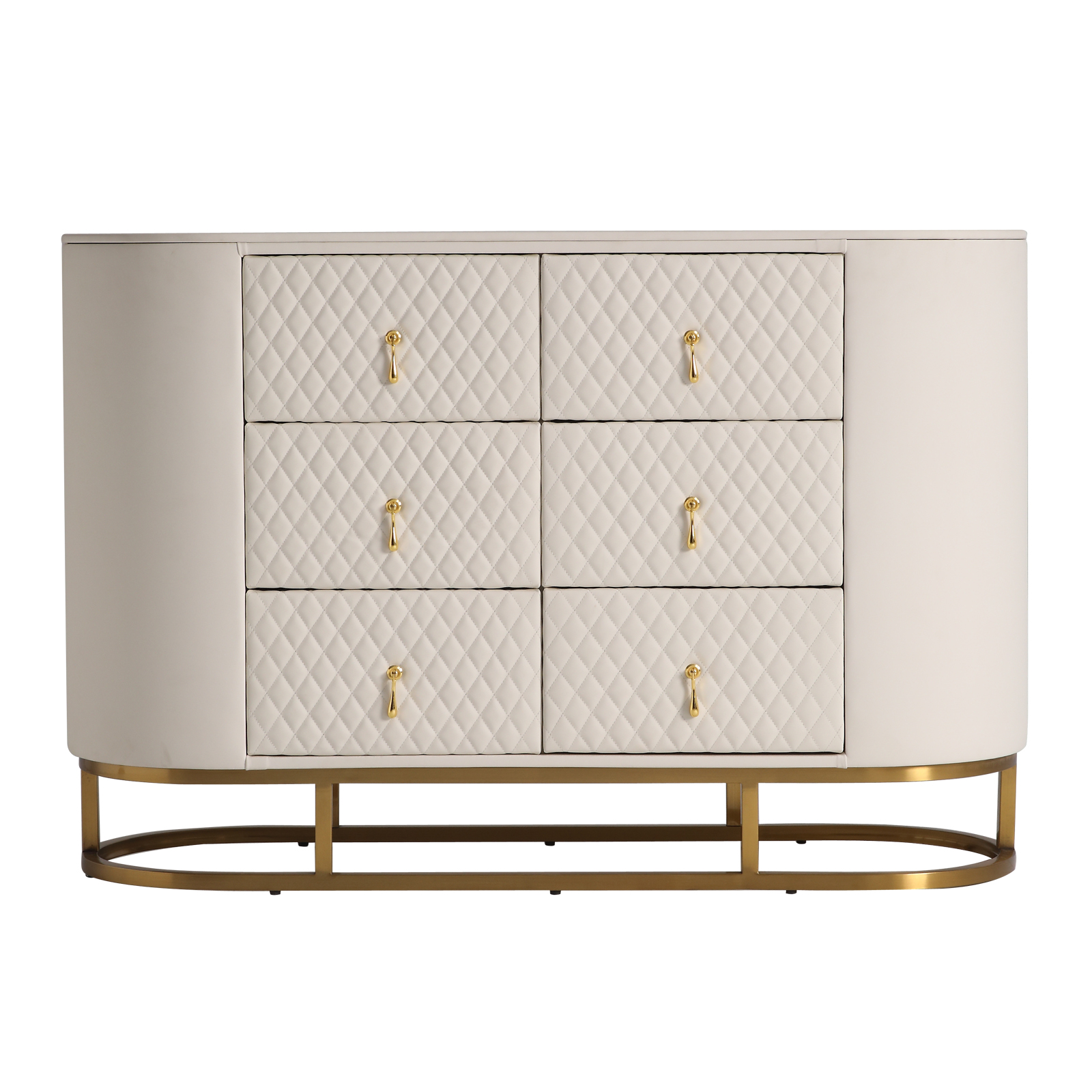 FUKAYI Luxury Faux Leather 6 Drawer Dresser for Bedroom Wide Double Dresser  with Drawers Storage Closet Organizers Unit for Living Room, Hallway,  Entryway, White