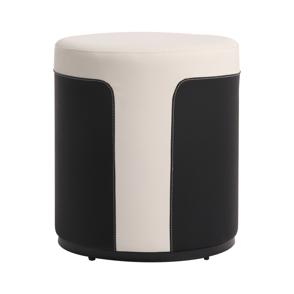 FUKAYI Faux Leather Vanity Stool for Makeup Room Makeup Stool Chair Round Ottoman Foot Rest Stool for Living Room Silla para Vanity de Maquillaje, White