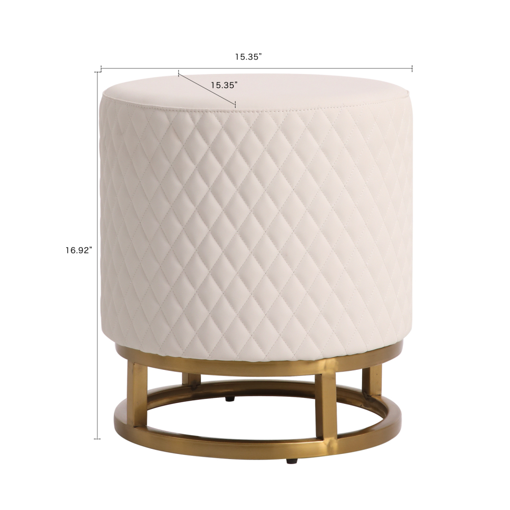 FUKAYI Faux Leather Vanity Stool for Makeup Room Round Ottoman Foot Rest Stool for Living Room Silla para Vanity de Maquillaje Vanity Seat Makeup Stool Chair,White