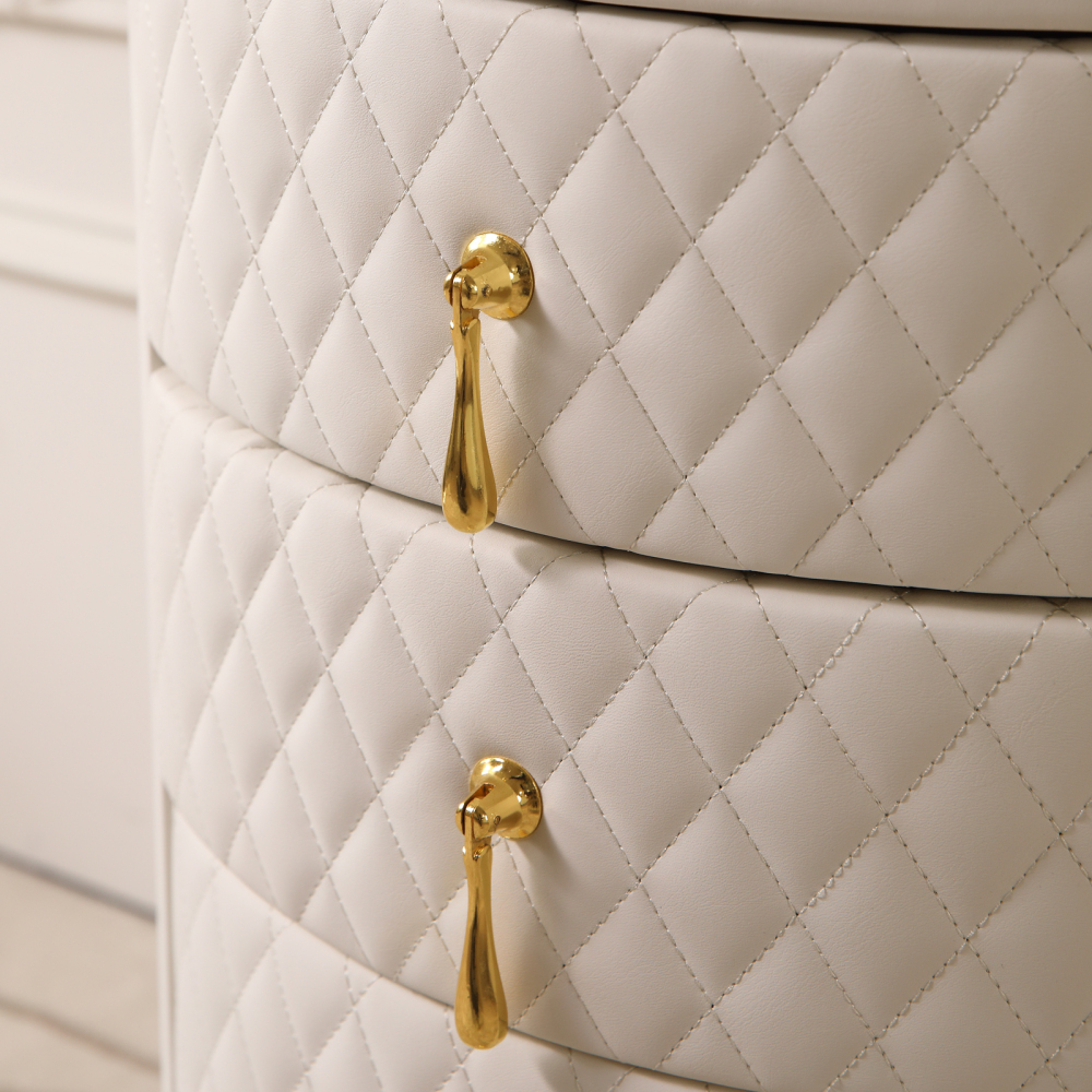 FUKAYI Luxury Nightstand with 3 Storage Drawers Dresser Bedside Table Night Stand for Bedroom End Table Side Table for Living Room, Entryway, White