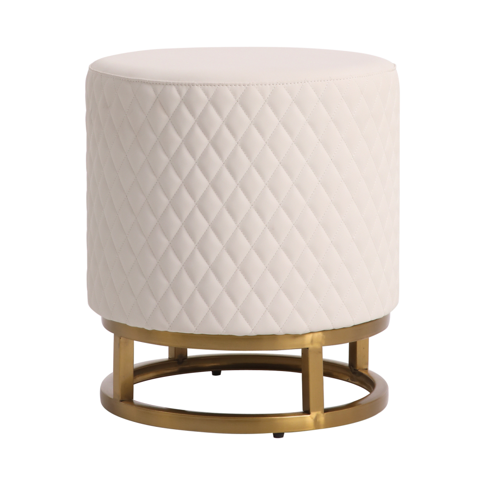 FUKAYI Faux Leather Vanity Stool for Makeup Room Round Ottoman Foot Rest Stool for Living Room Silla para Vanity de Maquillaje Vanity Seat Makeup Stool Chair,White