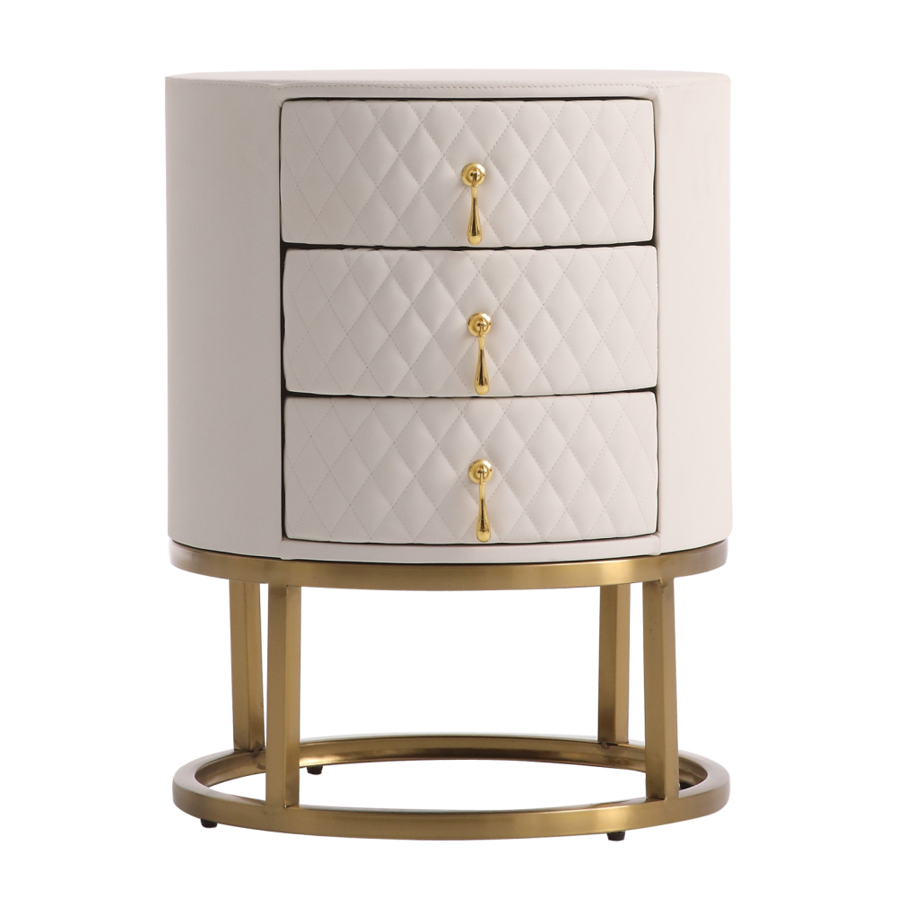 FUKAYI Luxury Nightstand with 3 Storage Drawers Dresser Bedside Table Night Stand for Bedroom End Table Side Table for Living Room, Entryway, White