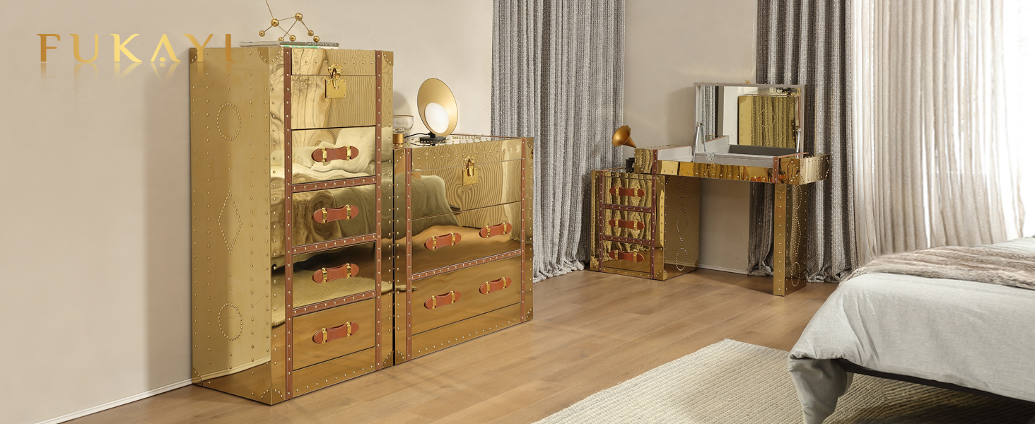 Mid-Century Modern Makeup Vanity Desk with Flip Top Mirror