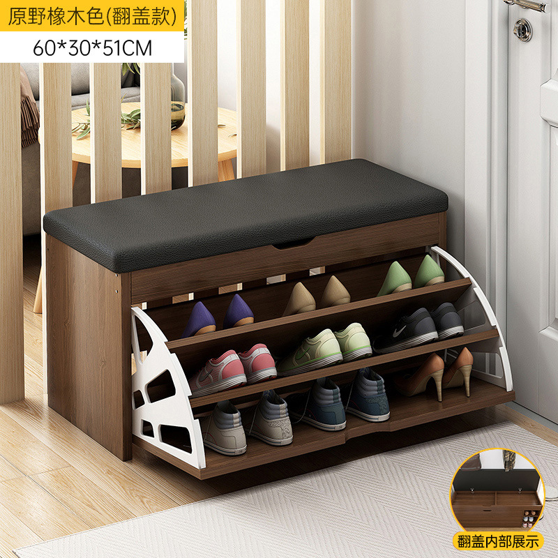 Best Wooden Shoe Organizer Cabinet: Space-Efficient Flip-Top Shoe Storage Ottoman for Home