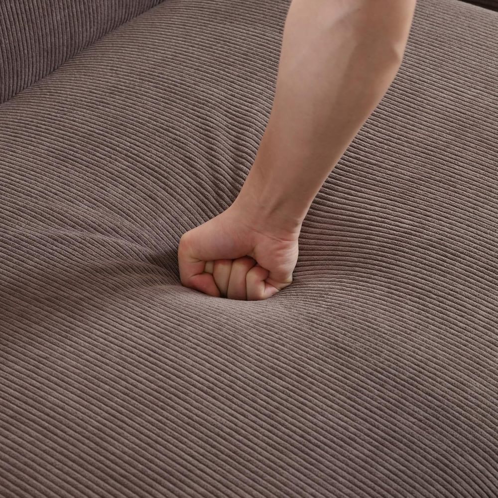 Sectional Couch Comfy Deep Seat Modular Sofa 3-Seat Modular Sectionals Sofa Couch Corduroy Sofa for Living Room, Apartment, Studio, Office, Dark Brown