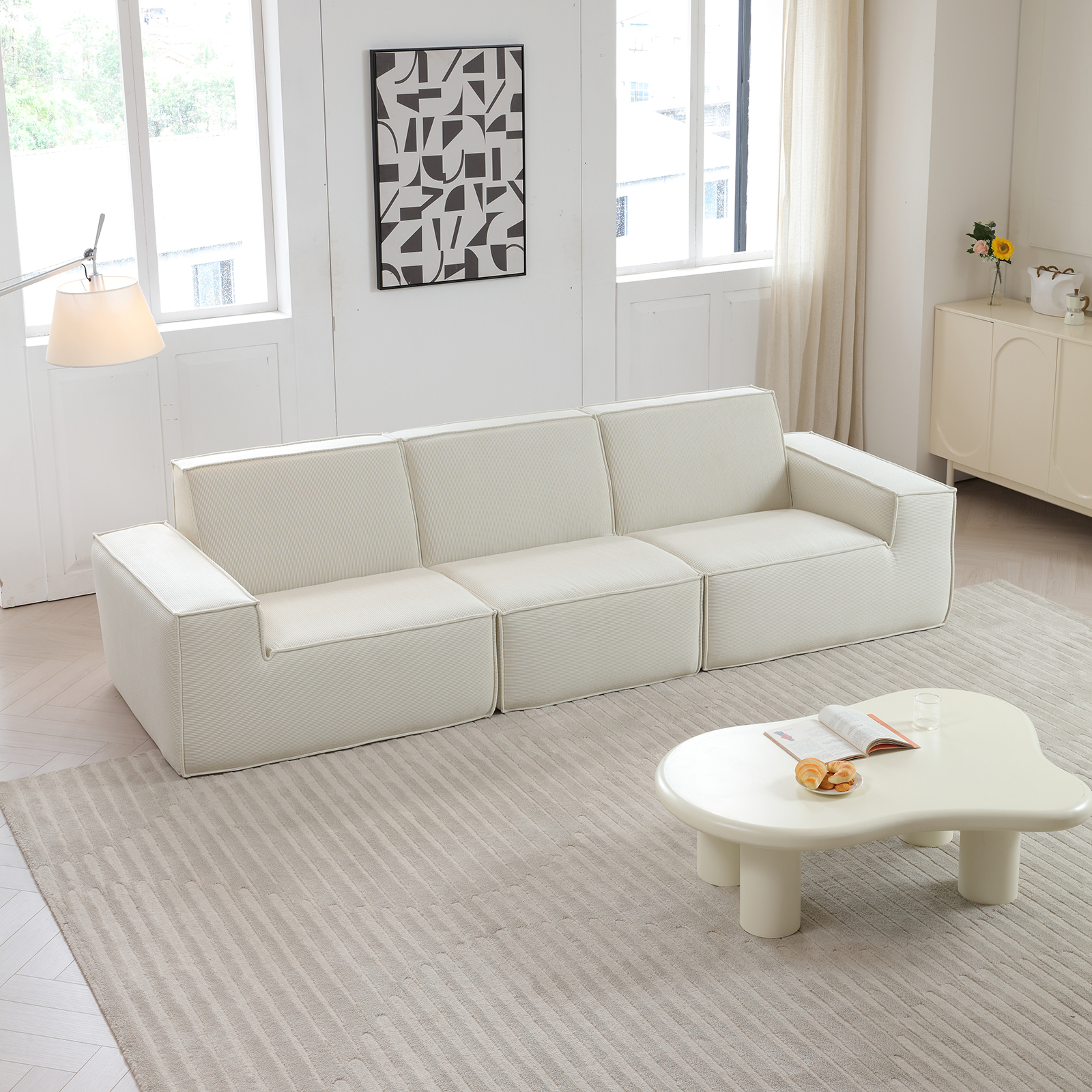 Living room with sectional sofa and decorative elements