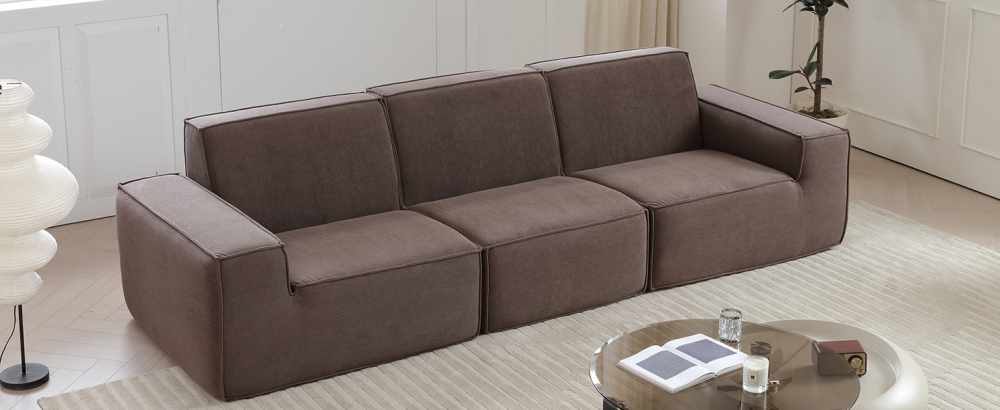 Sectional Couch Comfy Deep Seat Modular Sofa 3-Seat