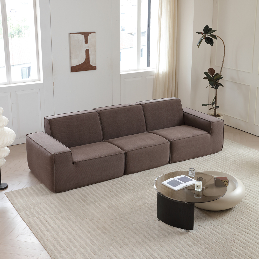 Sectional Couch Comfy Deep Seat Modular Sofa 3-Seat