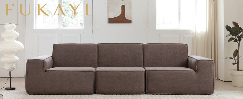 Sectional Couch Comfy Deep Seat Modular Sofa 3-Seat
