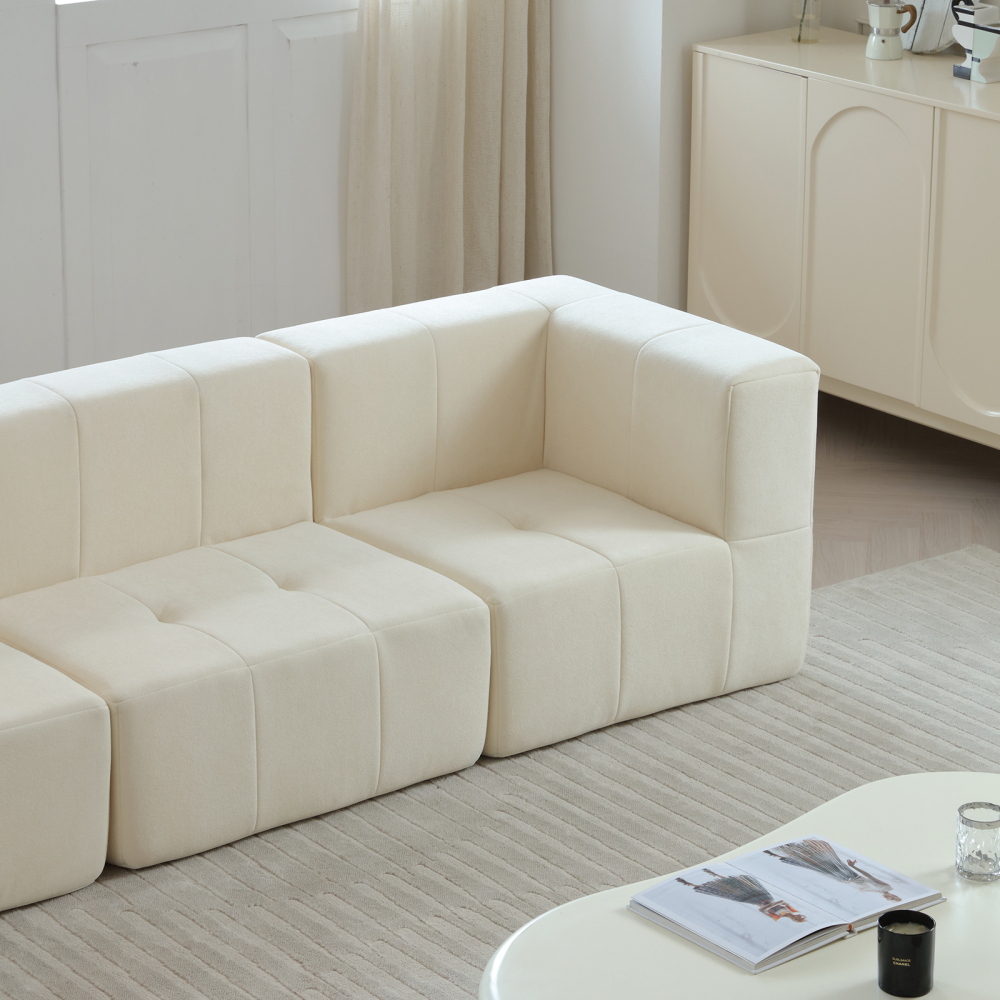 Modular Sectional Sofa Couch Modern Comfy 3-Seat Sofa Couch Straight Lines Sectional Couch for Living Room, Apartment, Studio, Office, Green
