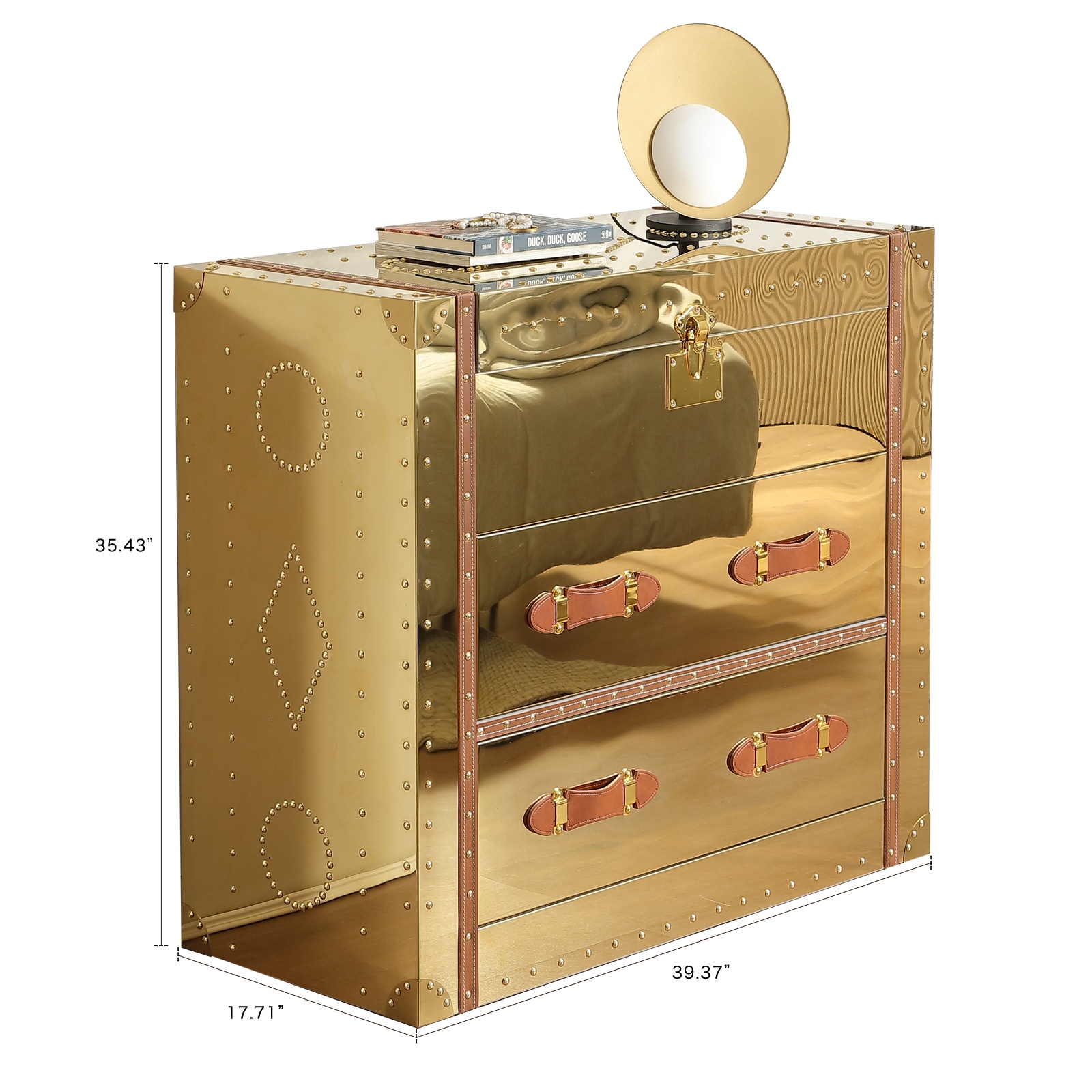 Elegant Nightstand with Gold Finish