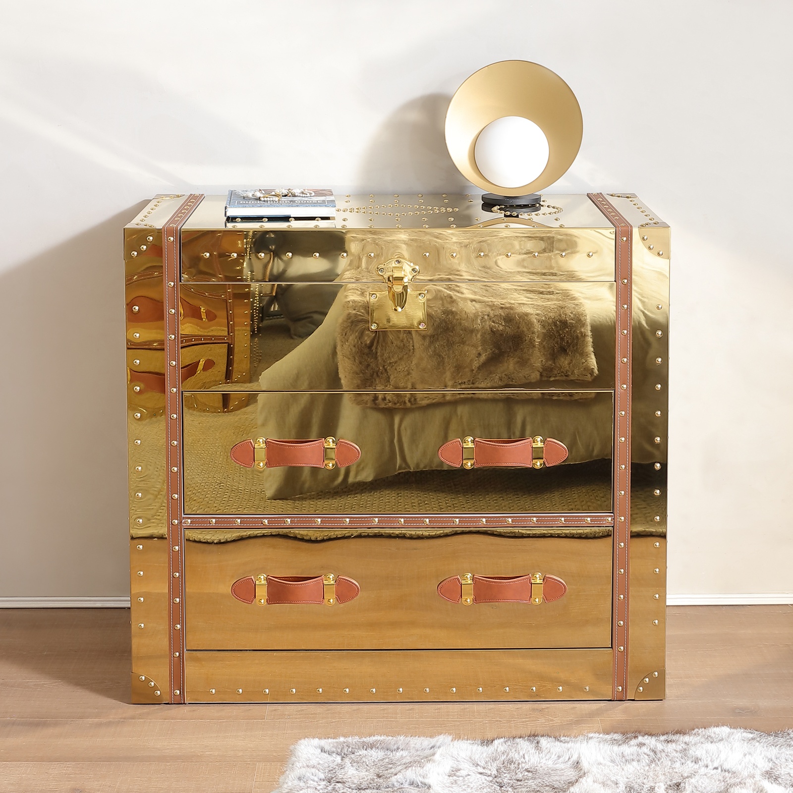 Vintage Brass and Leather Trunk