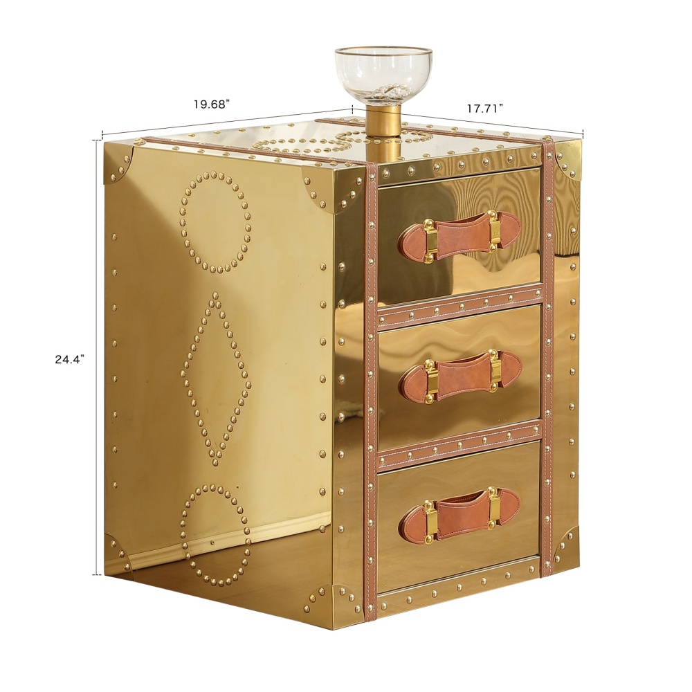 Elegant Gold Finish Bedside Cabinets
