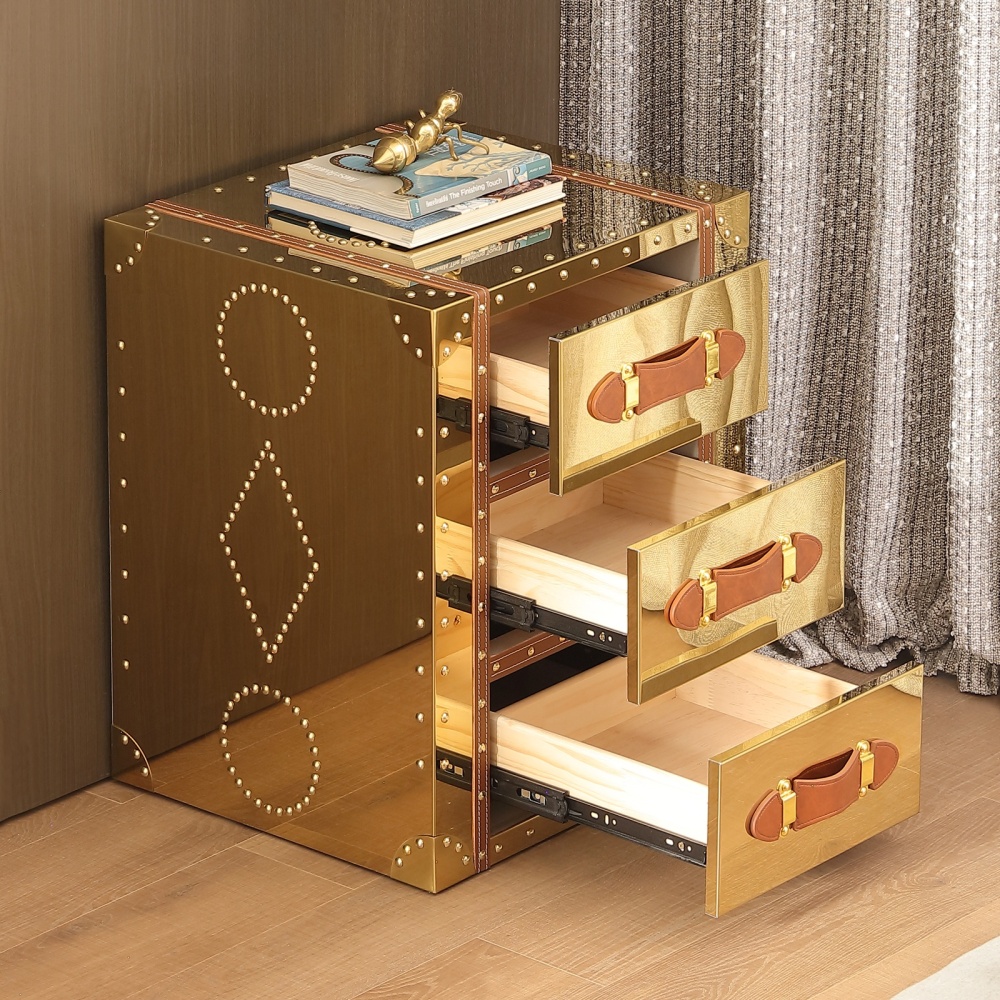 Elegant Gold Finish Bedside Cabinets