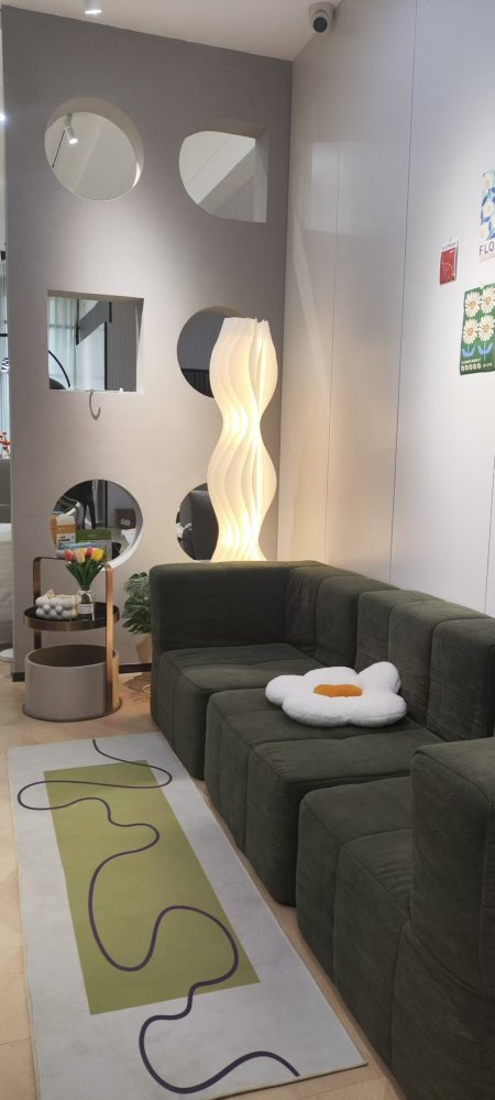 White grass skirt lighting, floor lamps, design sense, artistic living room, bedroom sofa side, atmospheric, Instagram style, Nordic