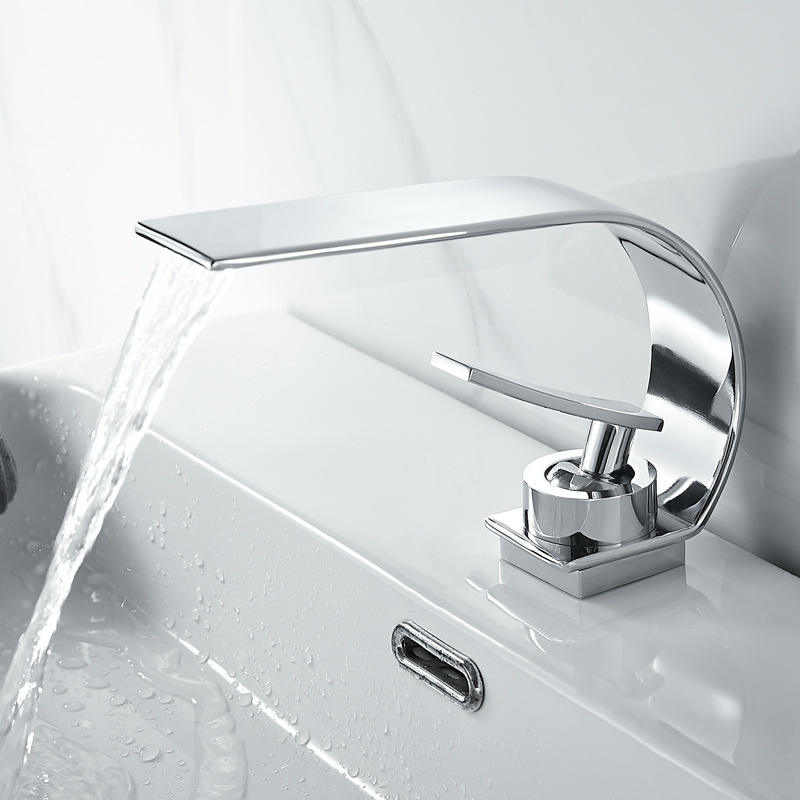 Mooni Chrome Waterfall Bathroom Sink Faucet Single Handle
