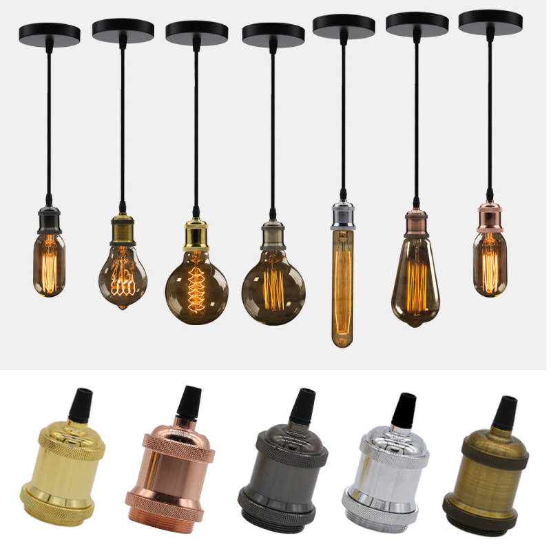 Vintage Retro Edison Lamp E27 Socket Pendant Lights Bulb Socket Screw Base Aluminum Light Industrial Retro Lamp Holder Fitting
