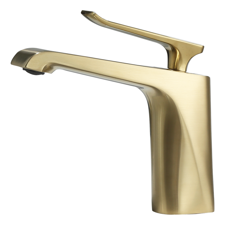 Brushed Gold Brass Bathroom Basin Faucet Mixer Sink Tap