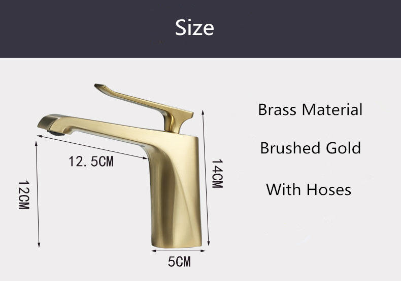 Brushed Gold Brass Bathroom Basin Faucet Mixer Sink Tap