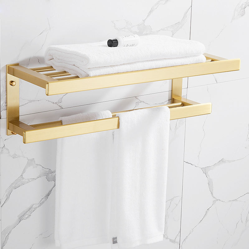 Bathroom Accessories Set Brushed Gold Towel Rack Paper Holder Towel Bar Corner Shelf Toilet Brush holder Hooks Bathroom Hardware