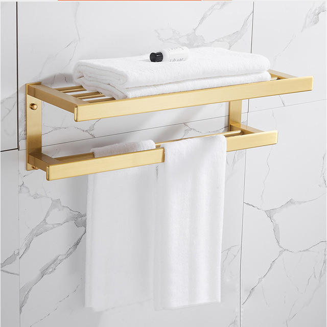 Gold & Black Bath Shelf Towel Rack Towel Hanger Paper Holder Toilet Brush  Holder