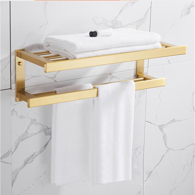 Bathroom Accessories Set Brushed Gold Towel Rack Paper Holder Towel Bar Corner Shelf Toilet Brush holder Hooks Bathroom Hardware