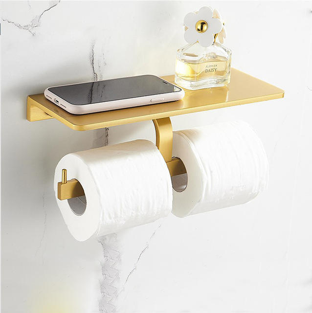 Paper Towel Holder with Shelf Storage, Double Layer Toilet Paper Holder  with Shelf Stainless Steel Toilet Holder, Wall Mounted Paper Towel Roll  Rack