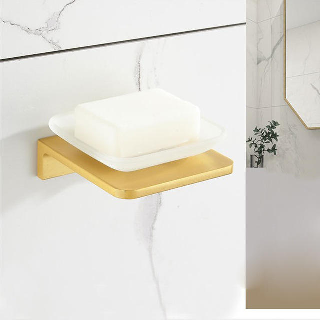 Gold Brass Bath Hardware Set Bathroom Accessories Bathroom Shelf, Soap Dish, Toilet Paper Holder,Soap Dispenser,Robe Hook Kxz009 LJ201211 From Cong08,  $18.53
