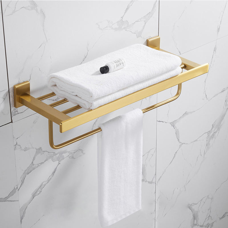 Gold & Black Bath Shelf Towel Rack Towel Hanger Paper Holder Toilet Brush  Holder