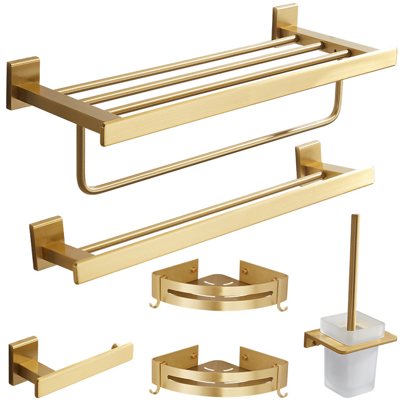 Brushed gold towel rack hot sale