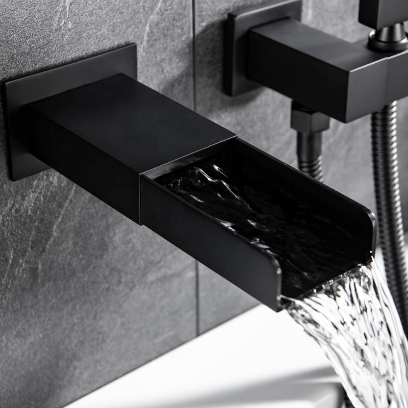 Black Waterfall Bathtub Faucet Black Bathtub Faucet Hot and Cold Waterfall Faucet Bathtub Faucet Black Bathroom Faucet