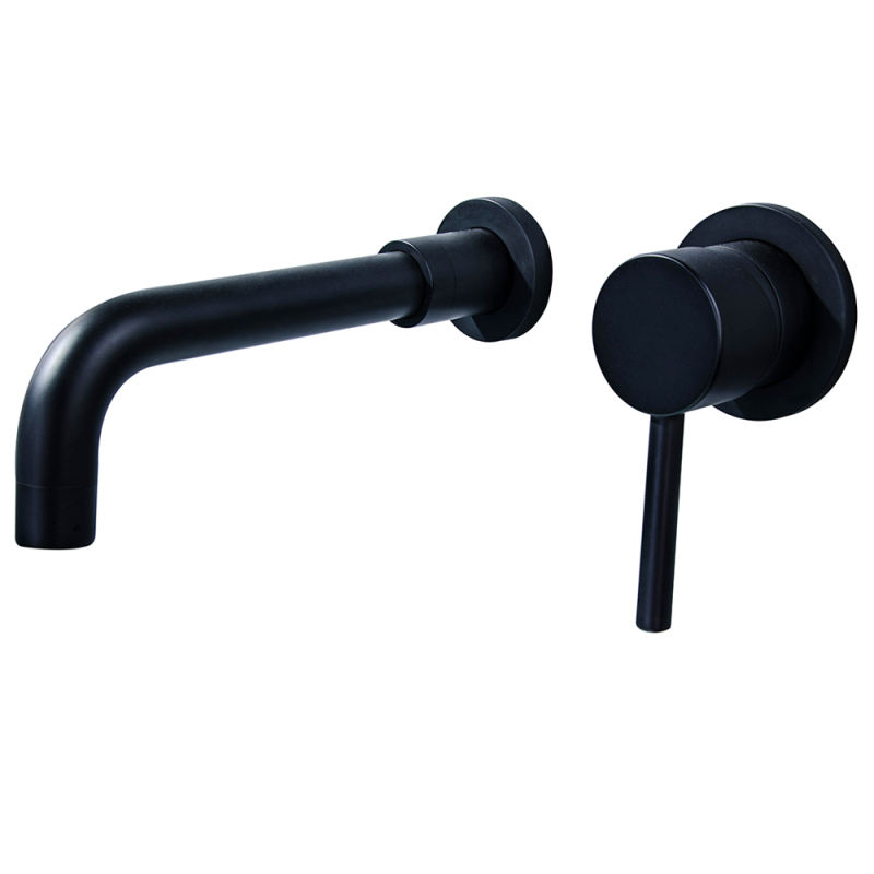 Wall-mounted brass basin faucet single handle faucet hot and cold bathroom matte black set