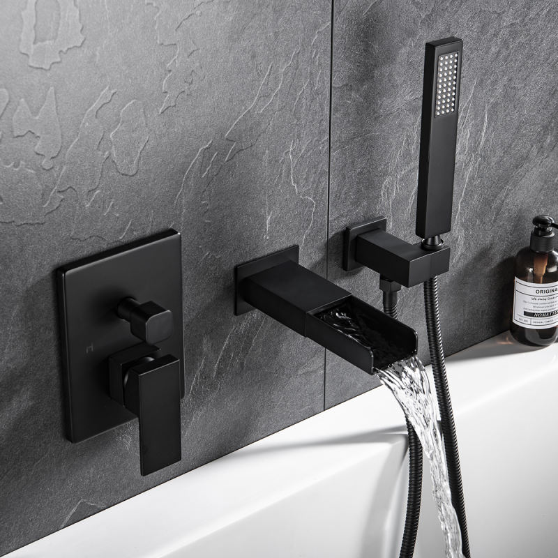 Black Waterfall Bathtub Faucet Black Bathtub Faucet Hot and Cold Waterfall Faucet Bathtub Faucet Black Bathroom Faucet