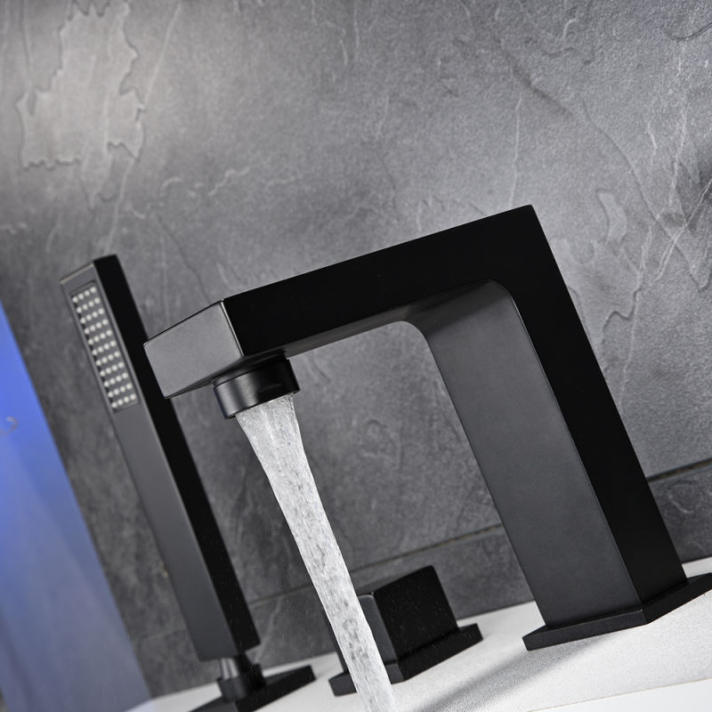 Black bathtub faucet square black bathtub faucet shower room faucet set pull-out shower