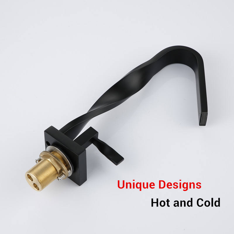 Unique Style Matte Black Brass Deck Mounted Basin Faucet Single Handle Hot & Cold Mixer Tap