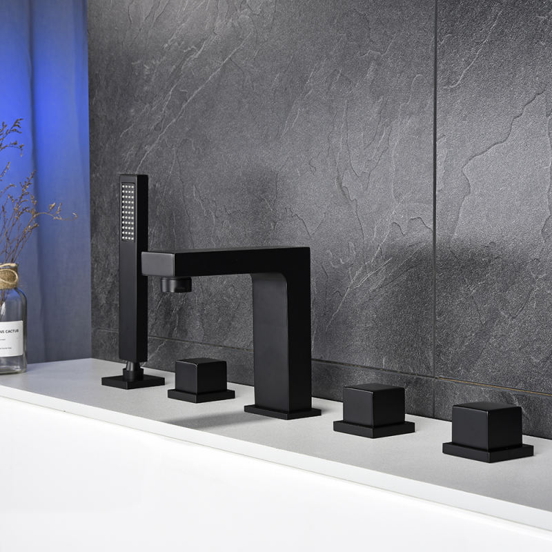 Black bathtub faucet square black bathtub faucet shower room faucet set pull-out shower