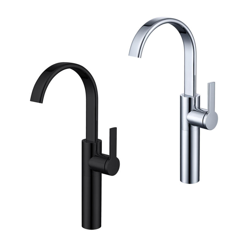 Brass Faucet Chrome/Black Cold And Hot Water Mixer Tap Single Hole Deck Mounted Bathroom/Kitchen Faucet Black/Chrome Plated