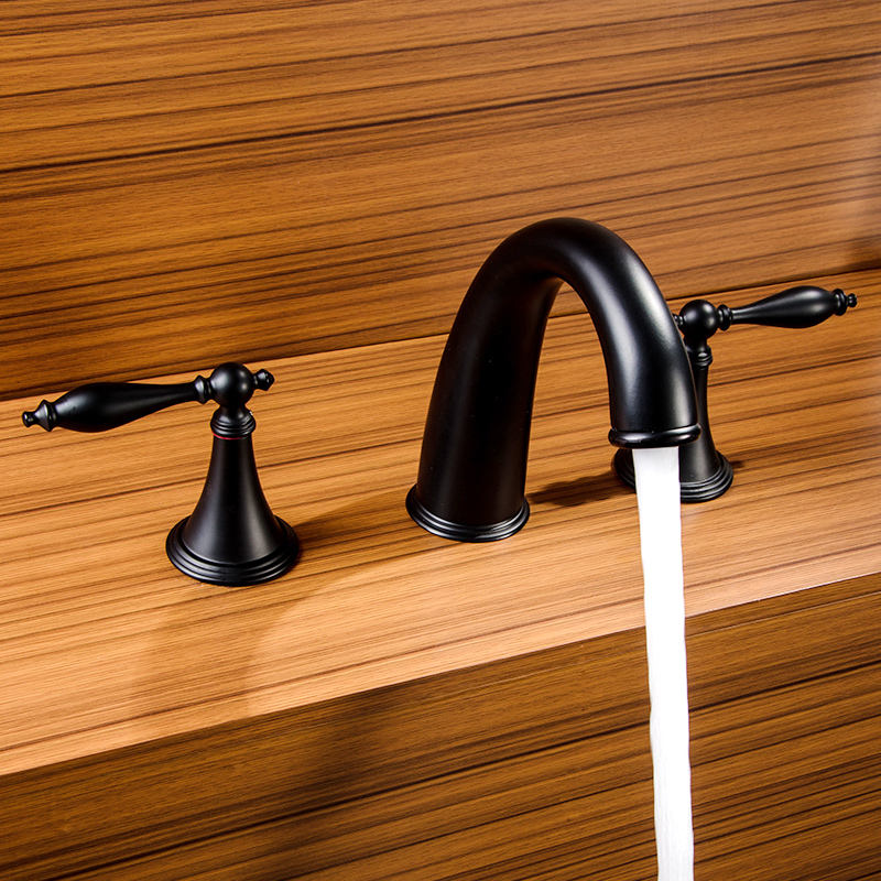 Black  Deck Double Handle Black Mixer Faucet Hot & Cold Water Faucet