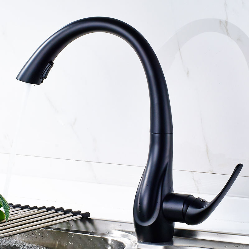 Kitchen Faucet Pull Out Kitchen Faucet Mixer Single Handle 360 Swivel Black Sink Mixer Faucet